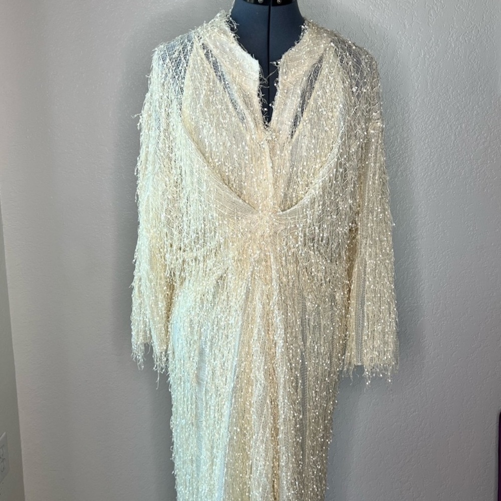 Gorgeous ivory dress with details and a slip dress